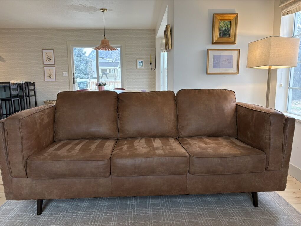 90 wide brown sofa