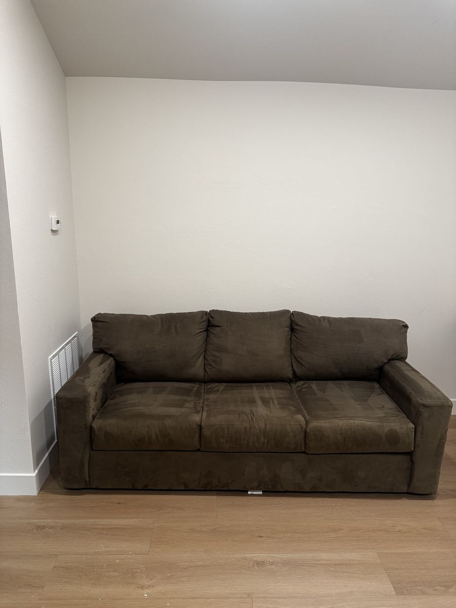 Green suede pull out sofa