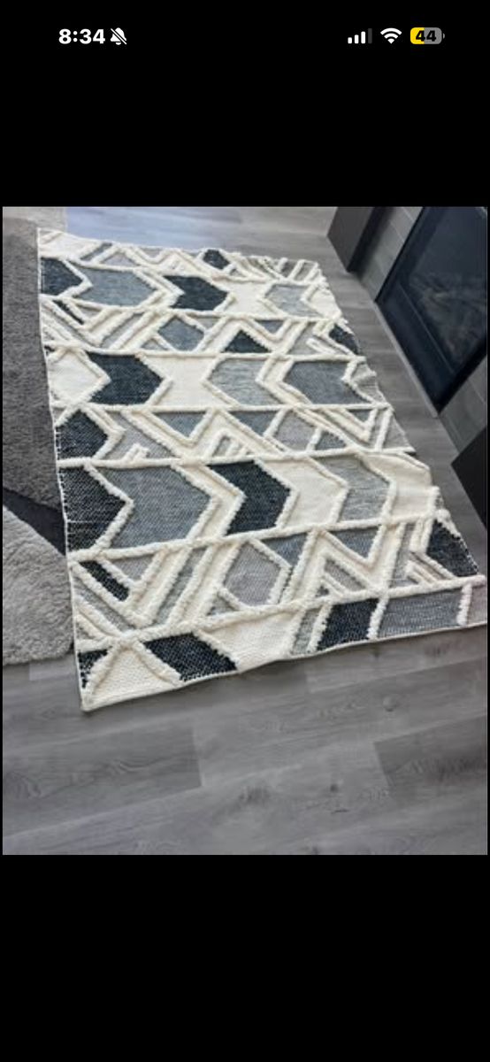 Modern Geometric Rug Gary/cream/black