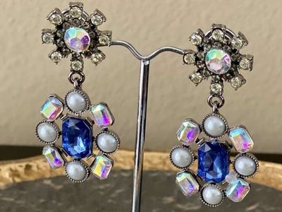 NEW - Gorgeous Iridescent Gems and Pearls Earrings - So Beautiful in Person - See Photos