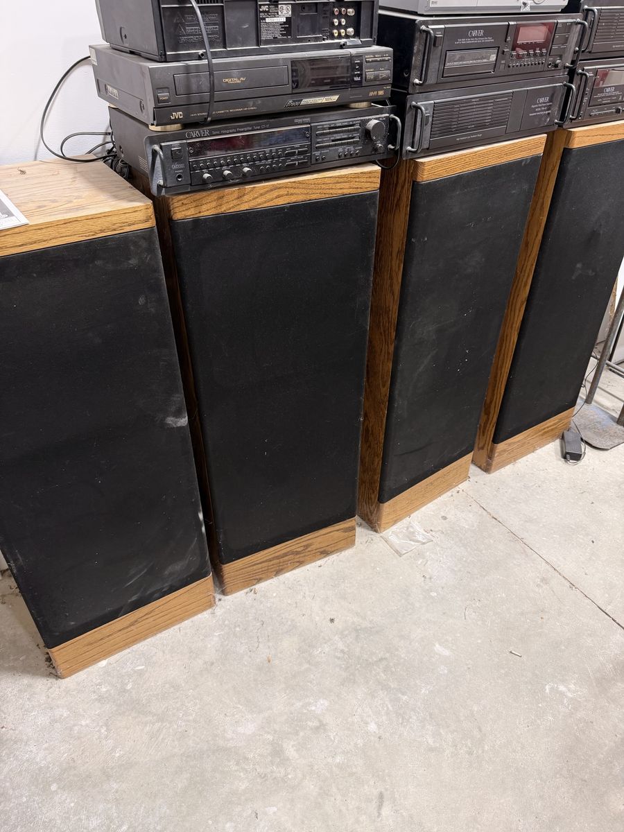 Vintage Carver Audio Equipment Stack & Floor Speakers - TFM-42 Amp, CT-17 Preamp & TDR-2400 Tape Deck