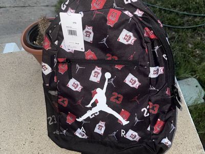 Nike Jordan Backpack with Detachable Pouch - Black/Red Jersey Print New with Tags