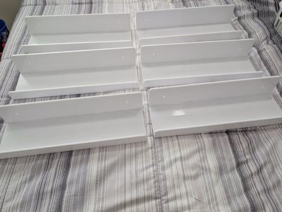 Set of 6 White Acrylic Wall Shelves Floating Book Ledges (15" x 4")