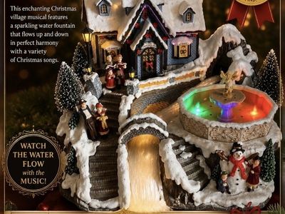 Vintage Holiday House/Music, Lights and Flowing Water Fountain