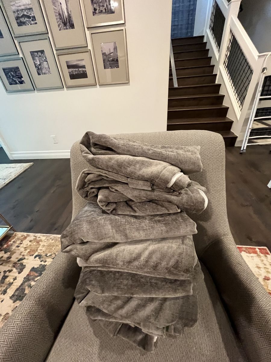 West Elm dark grey worn velvet blackout curtain 48”x96”