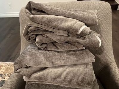 West Elm dark grey worn velvet blackout curtain 48”x96”