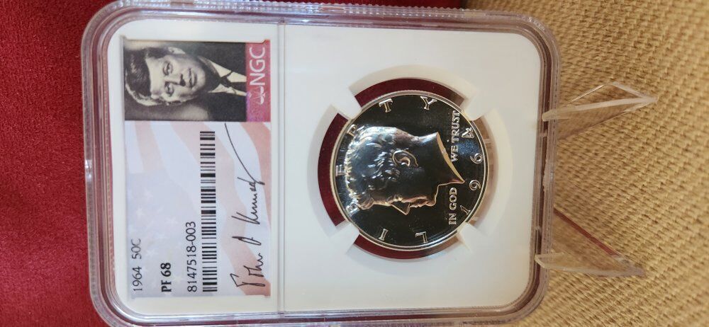 1964 Kennedy Half Dollar .50 Graded PF68! JFK Sign