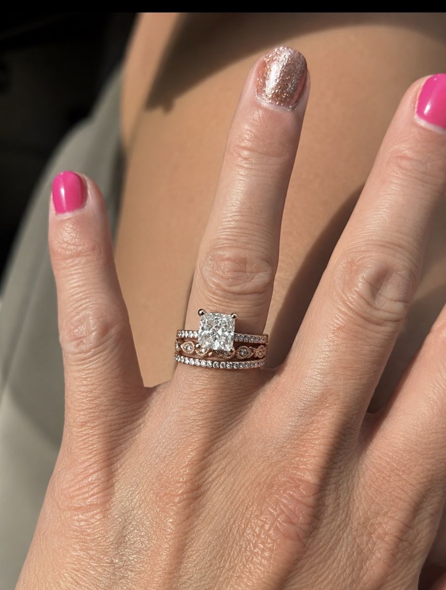 Stunning 3.0 CTW Lab-Grown Diamond Bridal Set in 14K Rose Gold - Engagement Ring & Wedding Band