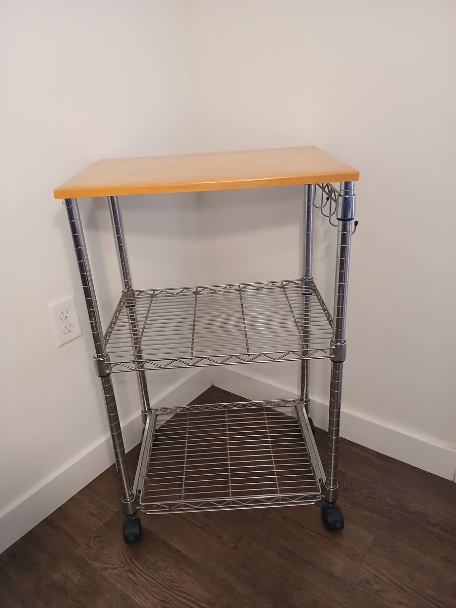 Rolling Wire Shelf Cart - 21x15x35
