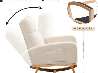 Rocking Chair Nursery, Upholstered Nursing Rocker Chairs with High Backrest