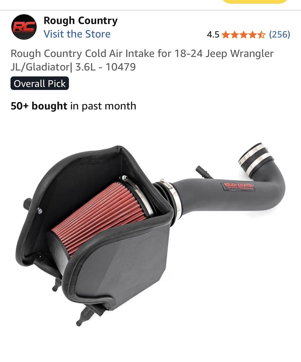 Rough Country Cold Air Intake 10479 for 18-24 Jeep Wrangler JL/Gladiator 3.6L