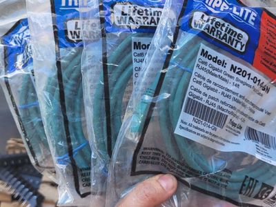 Tripp Lite N201-014-GN Cat6 Gigabit Green Snagless RJ45 Patch Cable, 14ft, Lot of 4