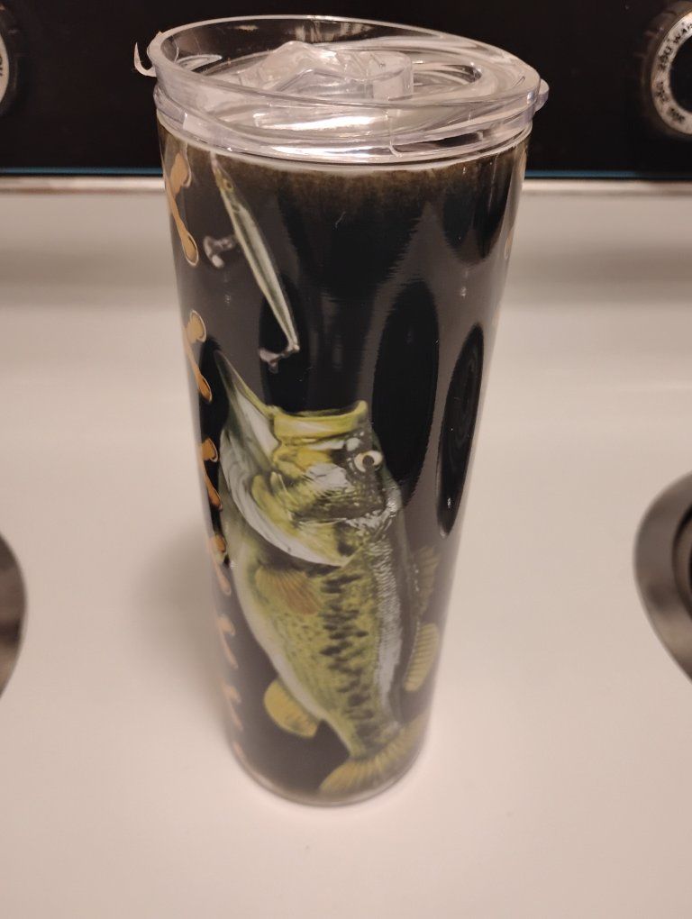 Fishing Tumbler with Lid - Tackle Knowledge & Fish Graphics