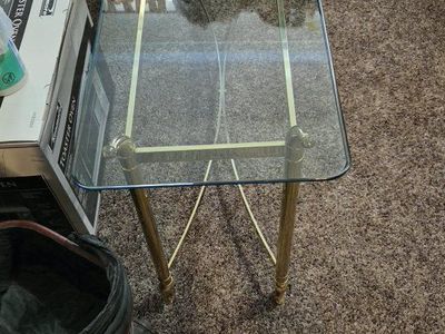 Vintage Brass and Glass Console Sofa Table
