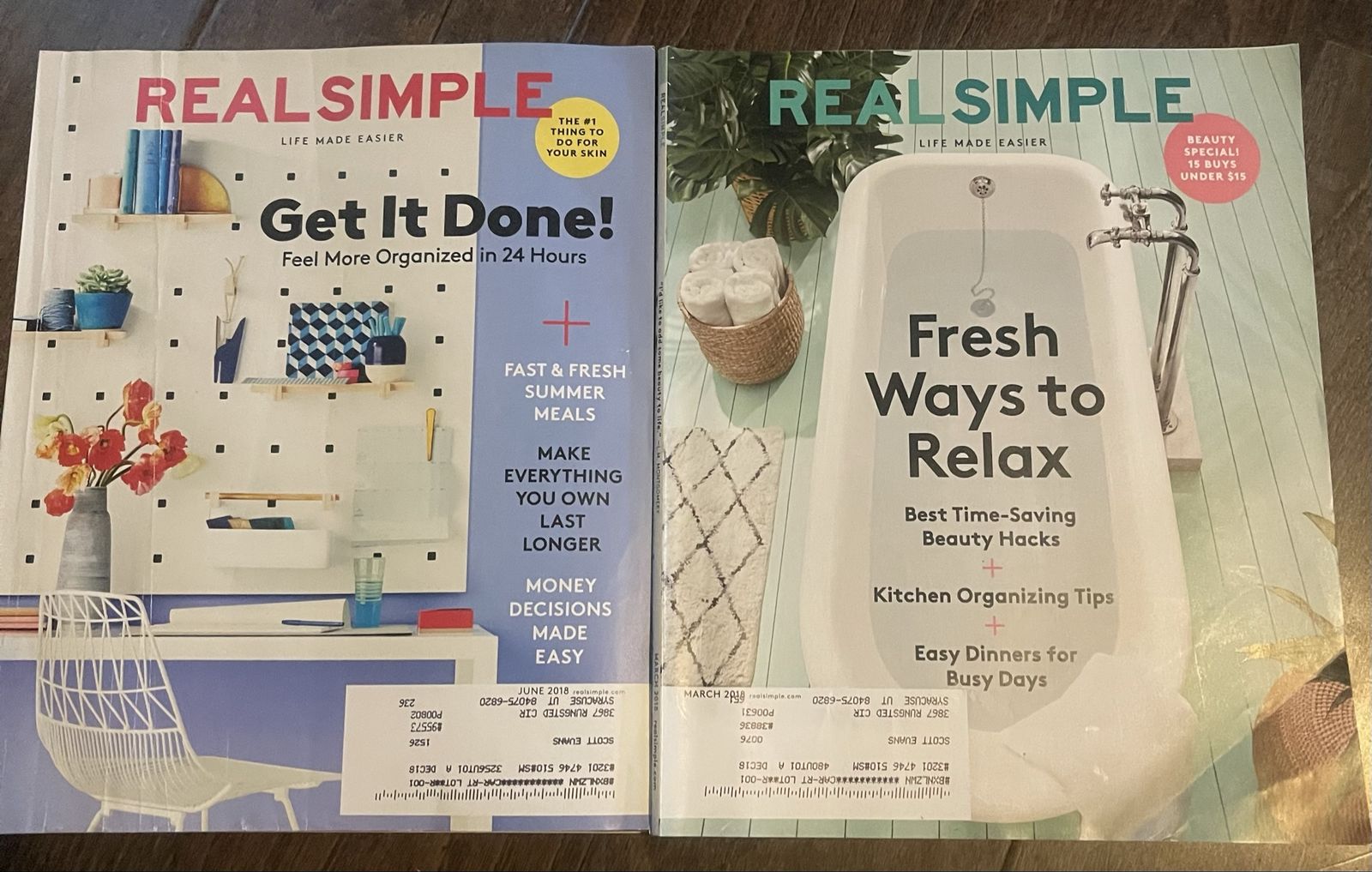 2 Real Simple Magazines from 2018