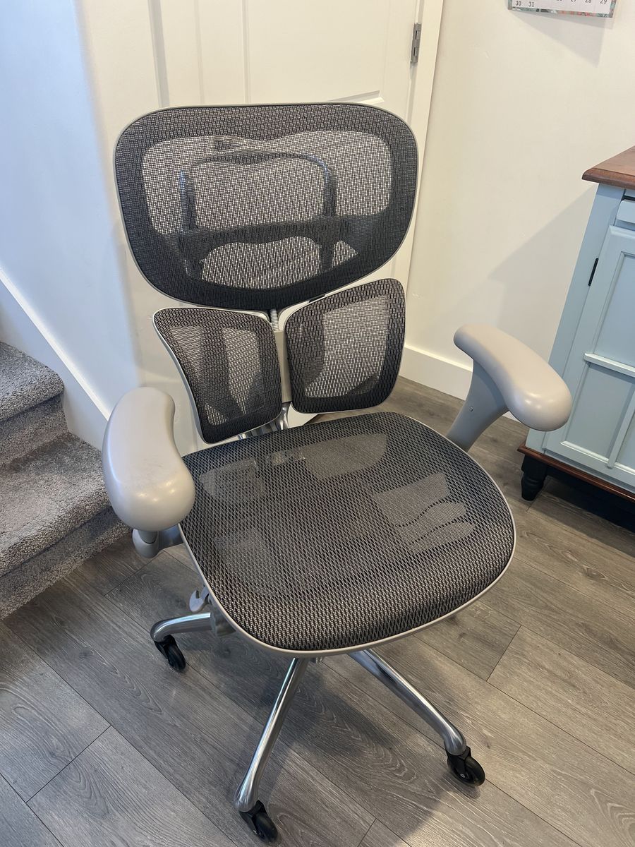 Commercial Grade Ergonomic Mesh Chair - Gray | Chrome Aluminum Frame & Base | Rollerblade Wheels