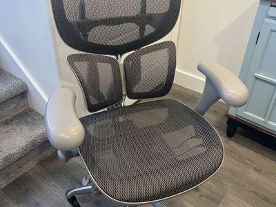 Commercial Grade Ergonomic Mesh Chair - Gray | Chrome Aluminum Frame & Base | Rollerblade Wheels