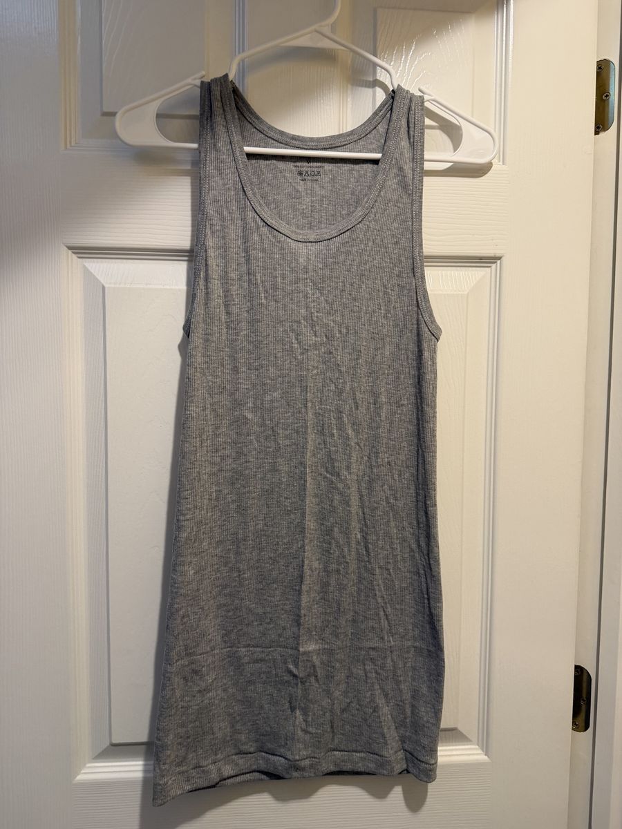 Gelante Men's Gray Ribbed 100% Cotton Tank Top Undershirt Size M