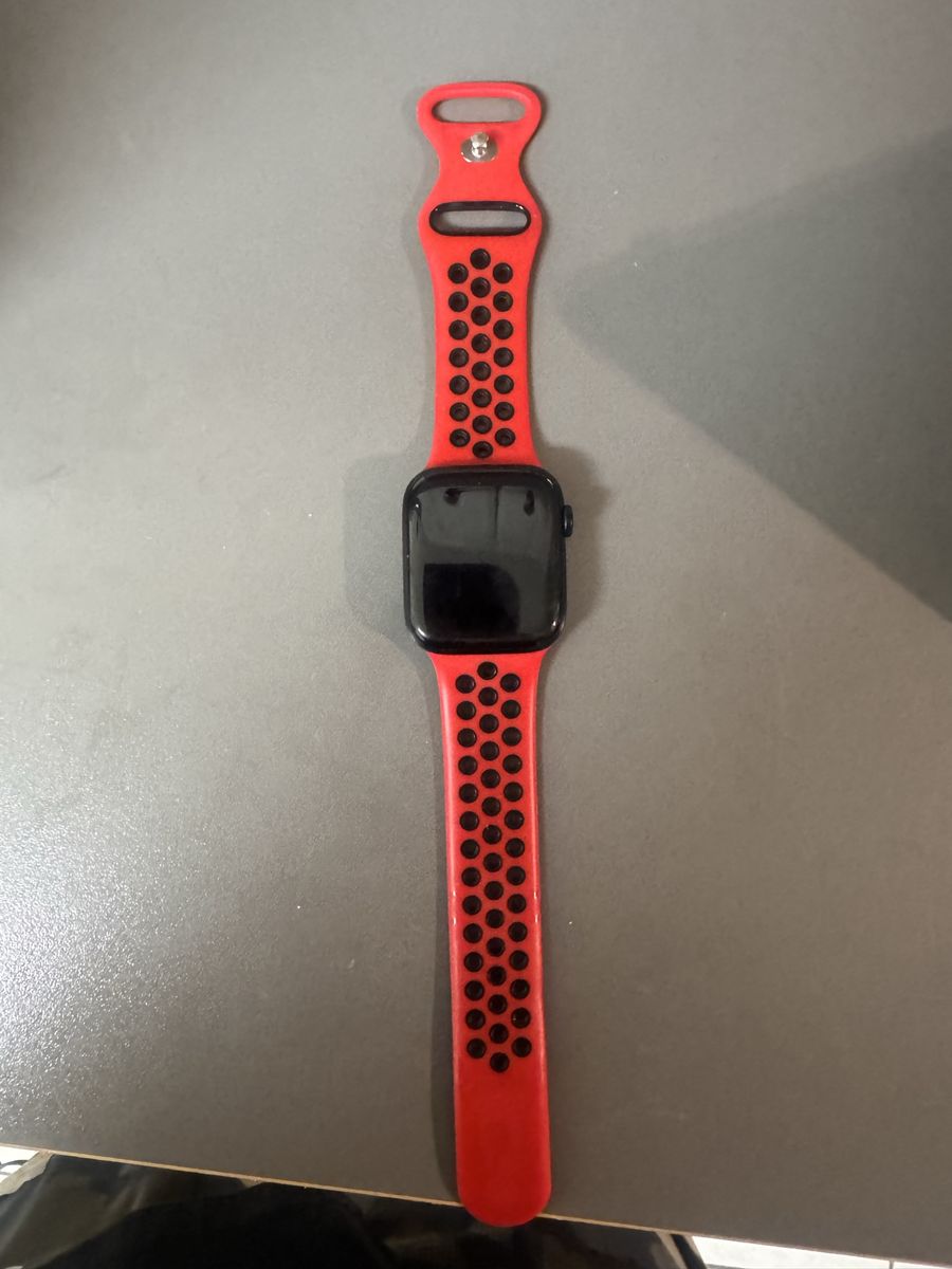 Apple Watch SE 44mm (GPS) - Space Gray w/ Red Nike-Style Band