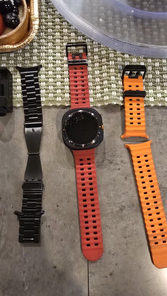 Samsung Galaxy Watch with 2 Bands - Black and Orange/Red Bands, Smartwatch