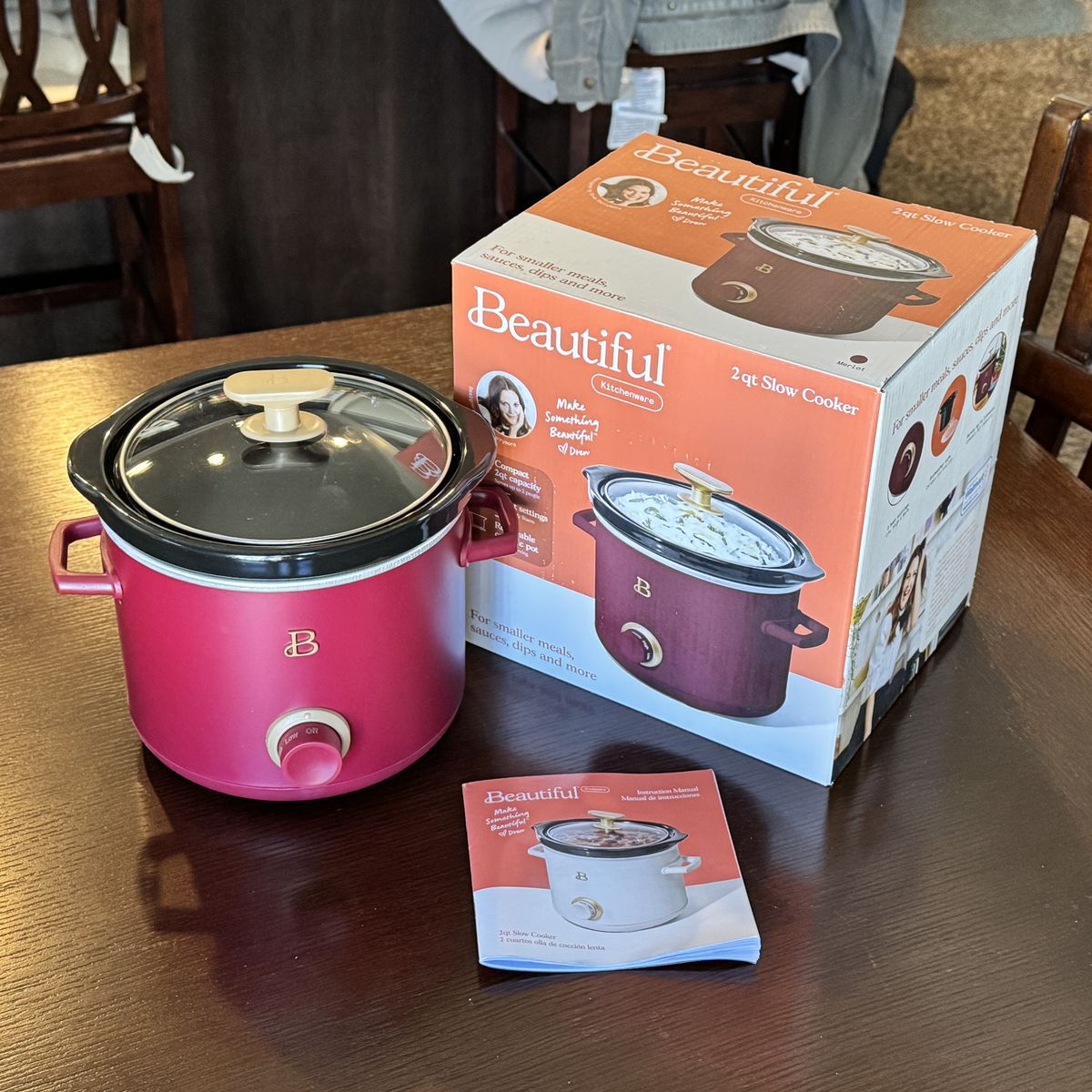 Beautiful by Drew Barrymore 2 Qt Slow Cooker – Merlot (Burgundy) – Like New