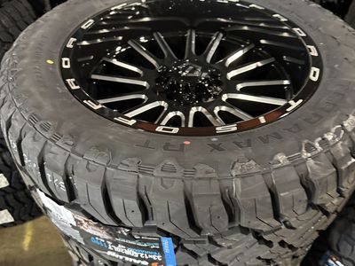 New TIS 567BM 33x12.50r20 Terramax RT 6x5.5 Chevy Silverado 1500 6x135 Ford F150 3 peak snowflake rated 6 lug wheels and tires
