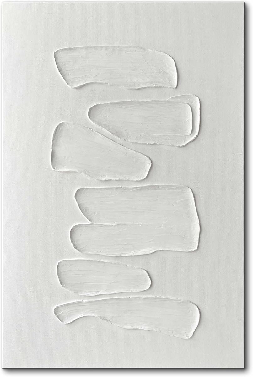 NEW Creespi 24X36 White Textured Wall Art - Hand Painted Minimalist Oil Painting On Canvas, Modern Abstract Art Painting