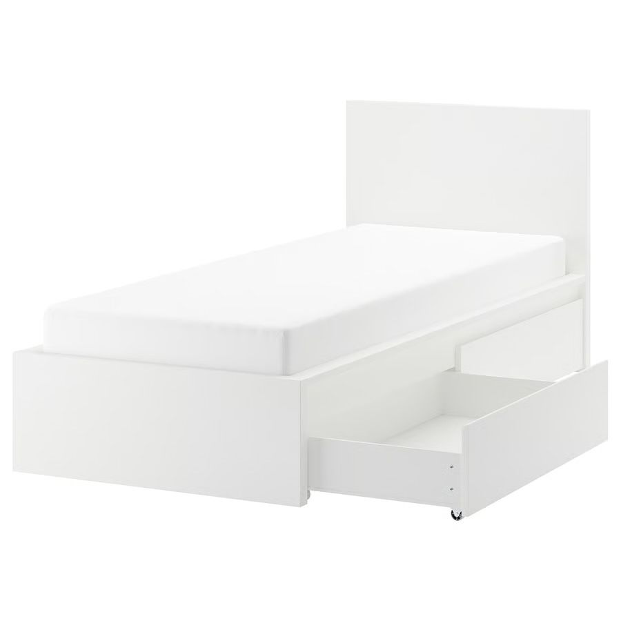 IKEA MALM Twin Bed Frame with 2 Storage Drawers - White