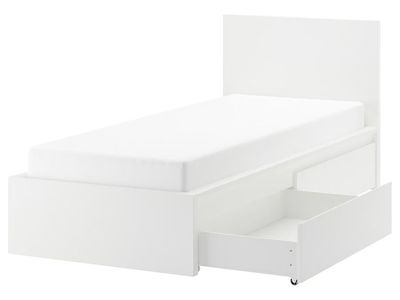 IKEA MALM Twin Bed Frame with 2 Storage Drawers - White