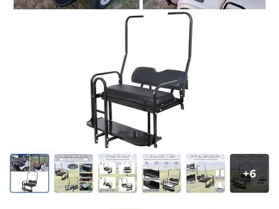 Rear Flip Fold Seat Kit w/ Grab Bar & Roof Support for 1982-2000.5 Club Car DS Golf Cart
