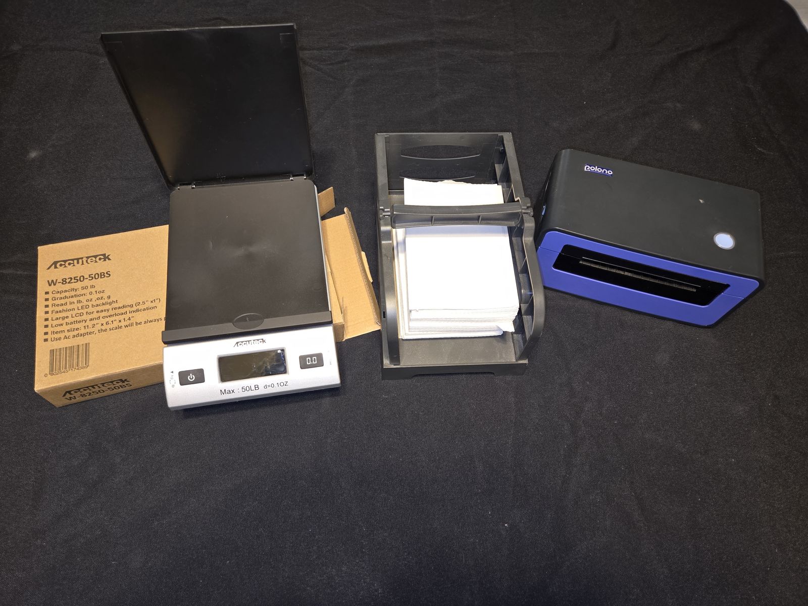 Shipping label printer, scale and labels