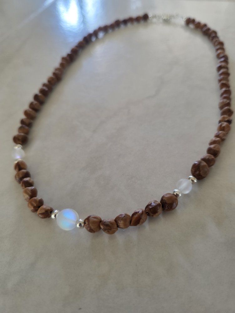 Navajo made ghost  beads Necklace with Opalite Accent Beads