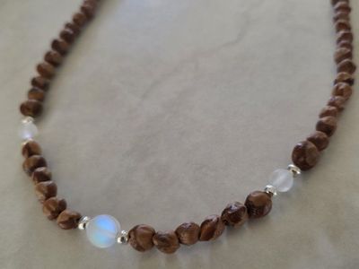 Navajo made ghost beads Necklace with Opalite Accent Beads
