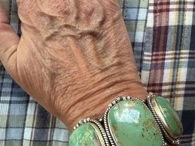 Sterling Native American Style Turquoise Cuff Bracelet