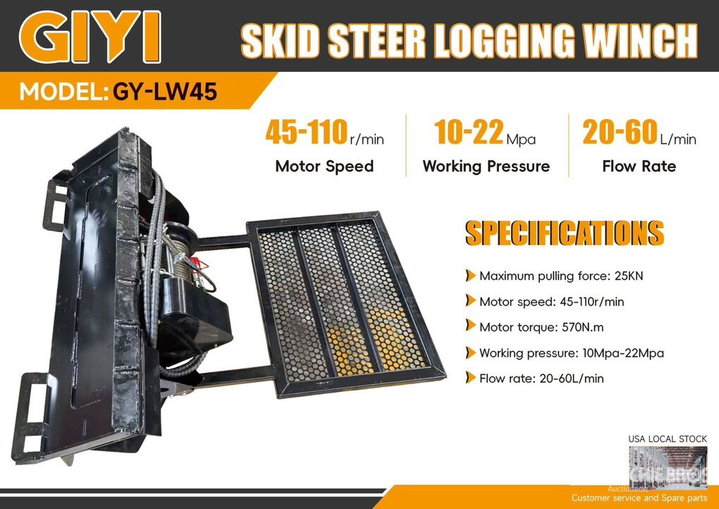 New GIYI GY-LW45 Skid Steer Logging Winch