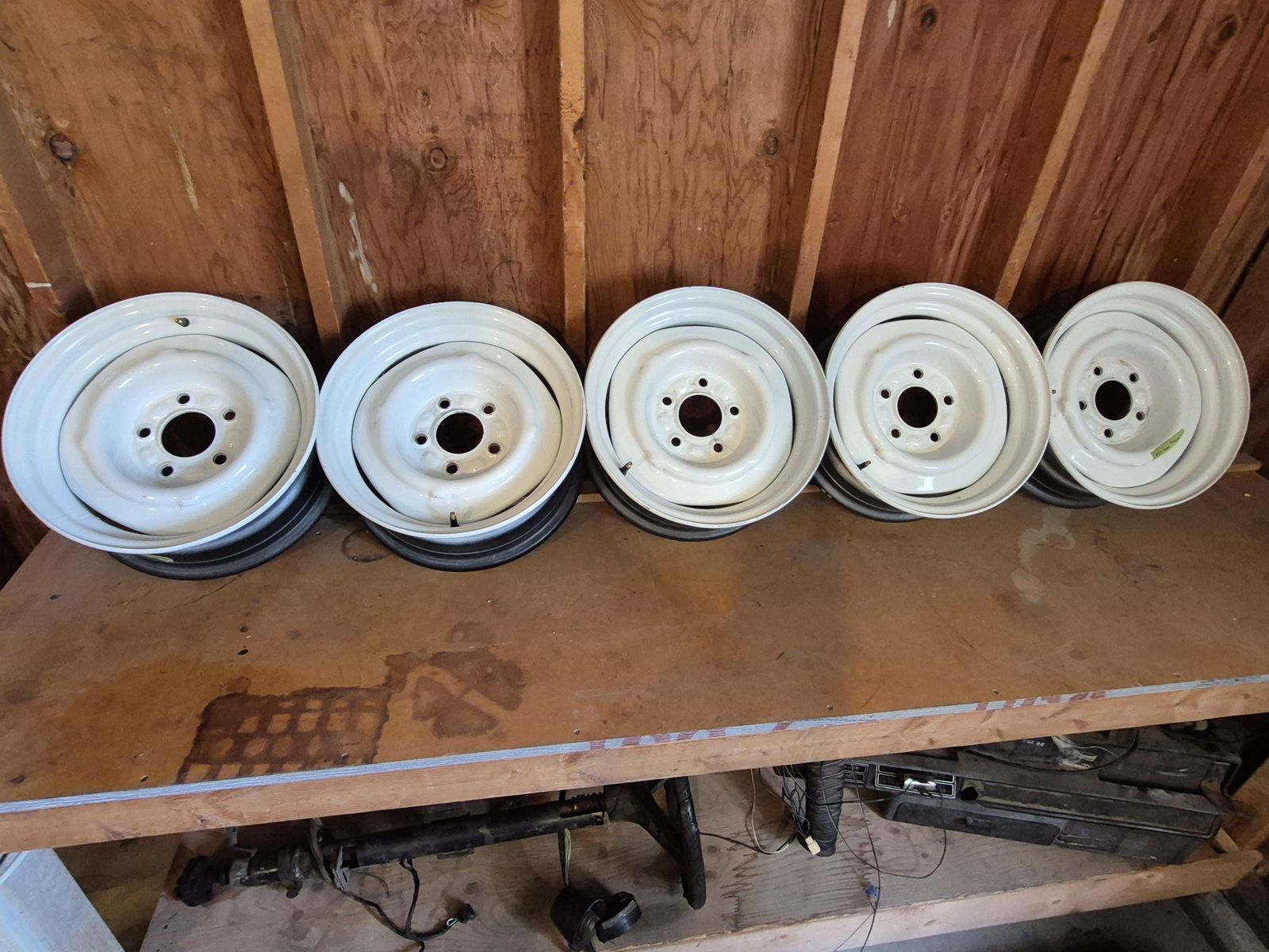 Five Chevy GMC 5 lug 15x6 steel wheels OEM