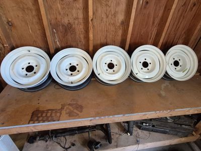 Five Chevy GMC 5 lug 15x6 steel wheels OEM