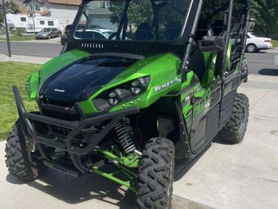 2022 Kawasaki TERYX4 S V-TWIN 800 UTV - Green Side-by-Side Utility Vehicle with Big Bubba trailer! Also cover and tire covers.