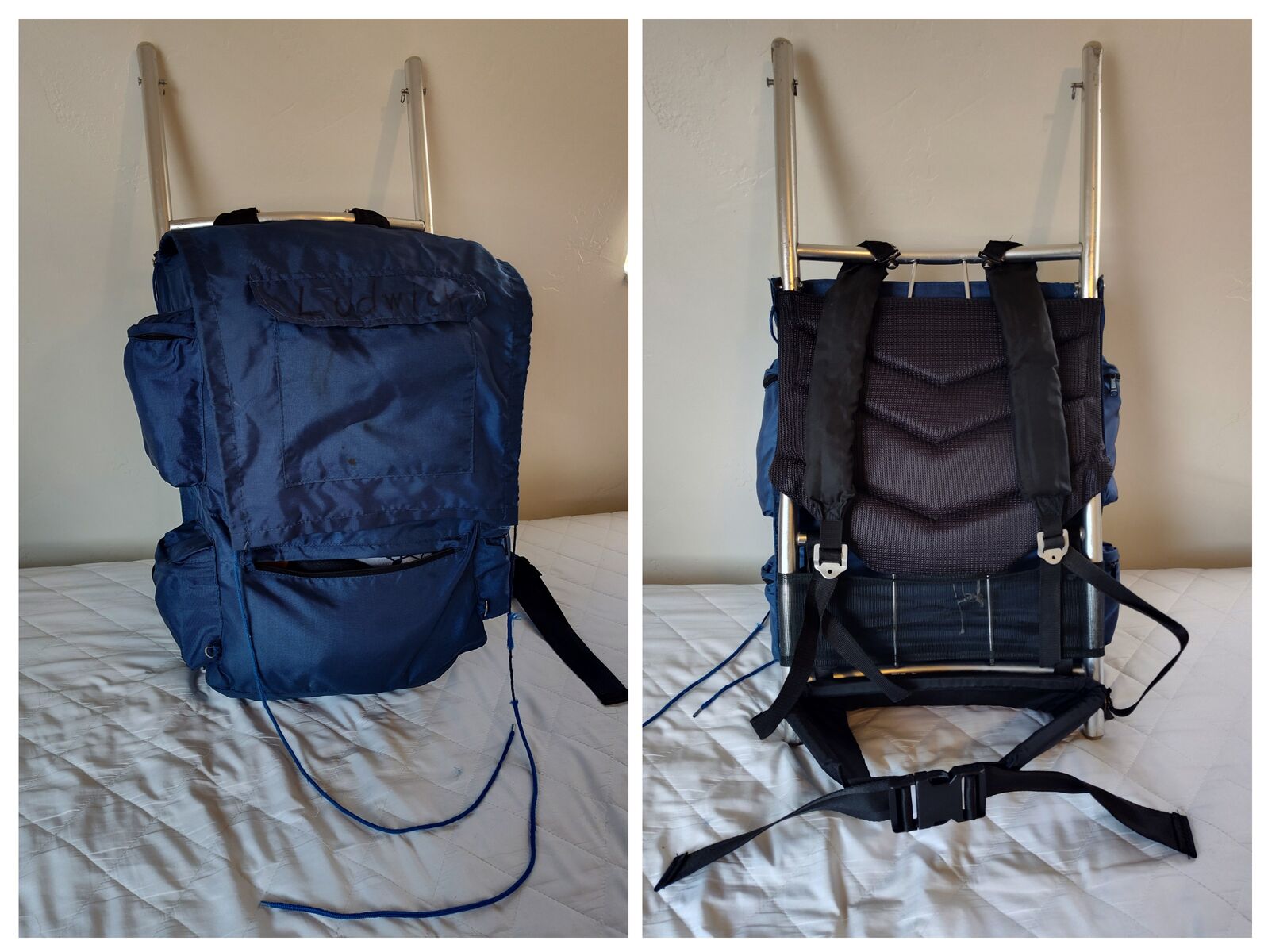 Metal Framed Vintage Backpack (size: M)