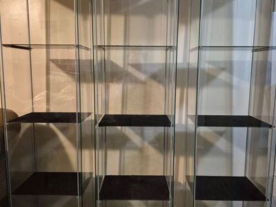 Set of 3 Glass Display Cabinets with Shelves