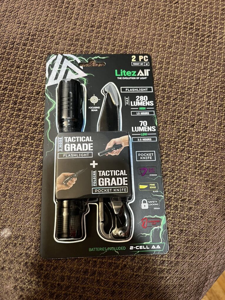 280 Lumen Tactical Flashlight & Knife Combo