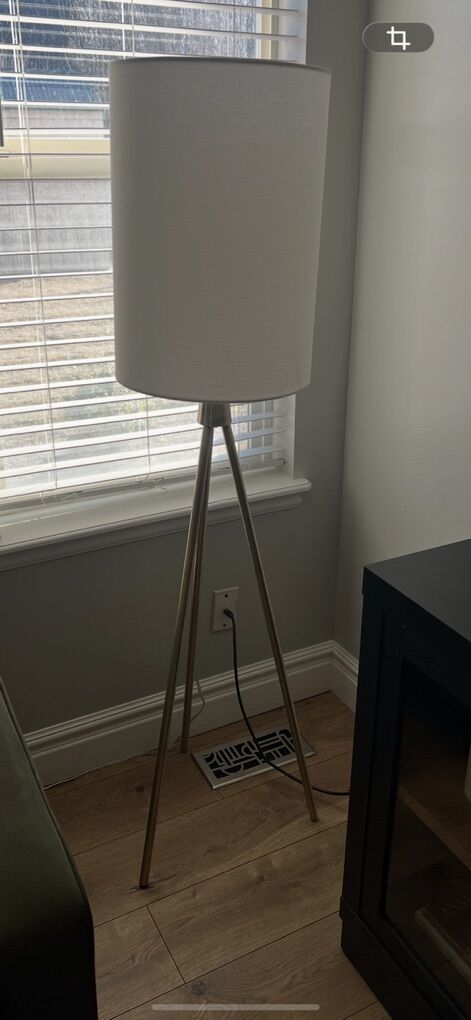 Modern floor Lamp - White Shade - Gold Base $30