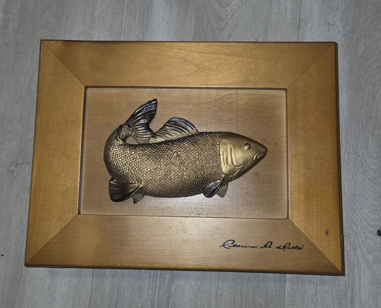 Vintage Clarence A Wells, Signed Wooden Box with Salmon