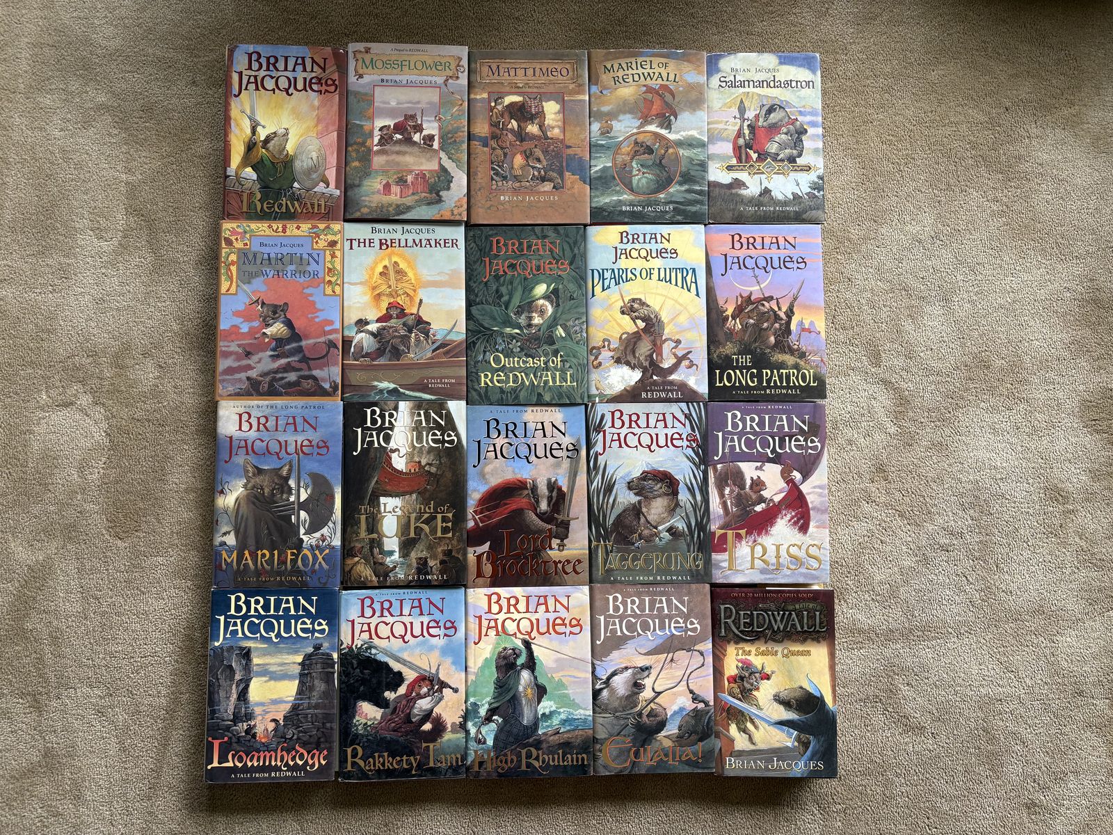Redwall Series (20 books), by Brian Jacques (hardcovers)