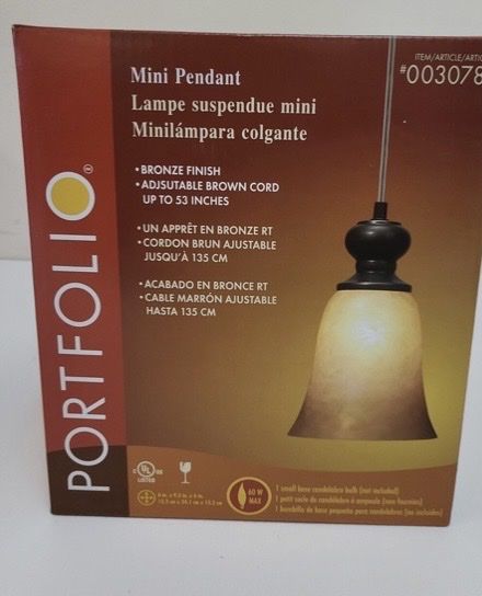 Portfolio Bronze Finish Mini Pendant Light - 0030788 (6x9.5x6)
