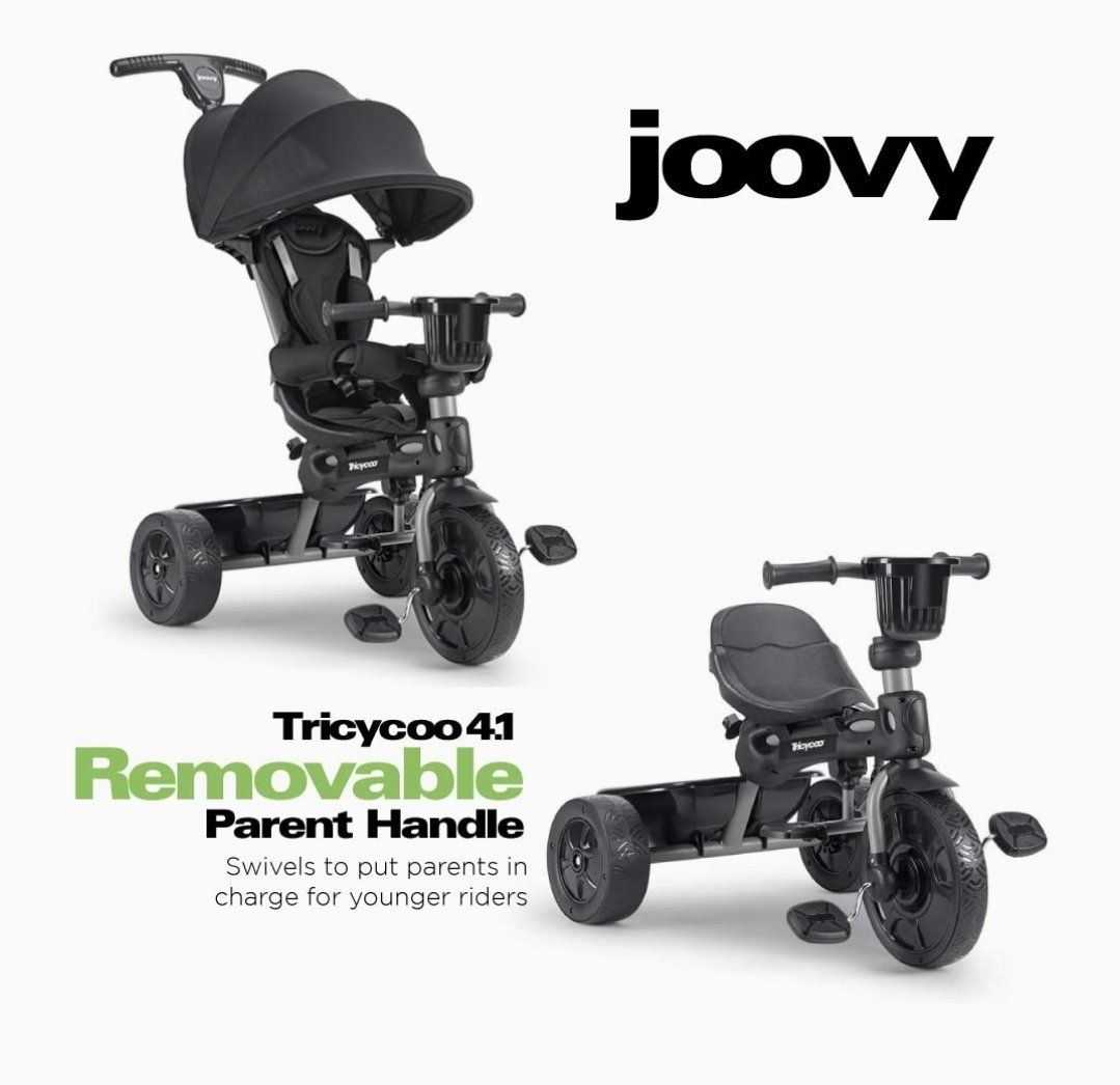 Joovy Tricycoo 4.1 Kids Tricycle 4-Stages Canopy Push TRIKE Training Convertible