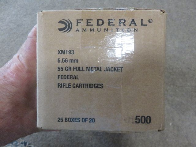 SEALED CASE OF 500 FACTORY ROUNDS OF FEDERAL XM193 5.56 55 GRAIN FMJ