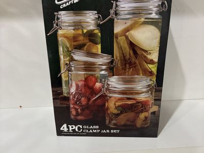 Mason Glass Clamp Jar Canister Set new in box