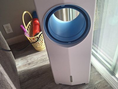 Tower Fan Air Cooler Bladeless White and Blue