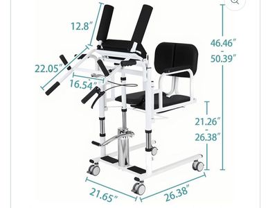 Hydraulic Sit-to-Stand Patient Lift Chair with Wheels and Chest Pad